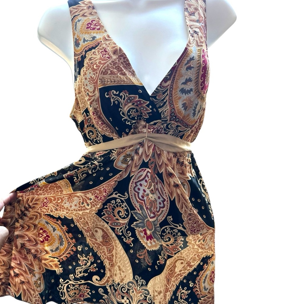 100% Silk Vintage Whimsical Bohemian Paisley Medium Gala Top